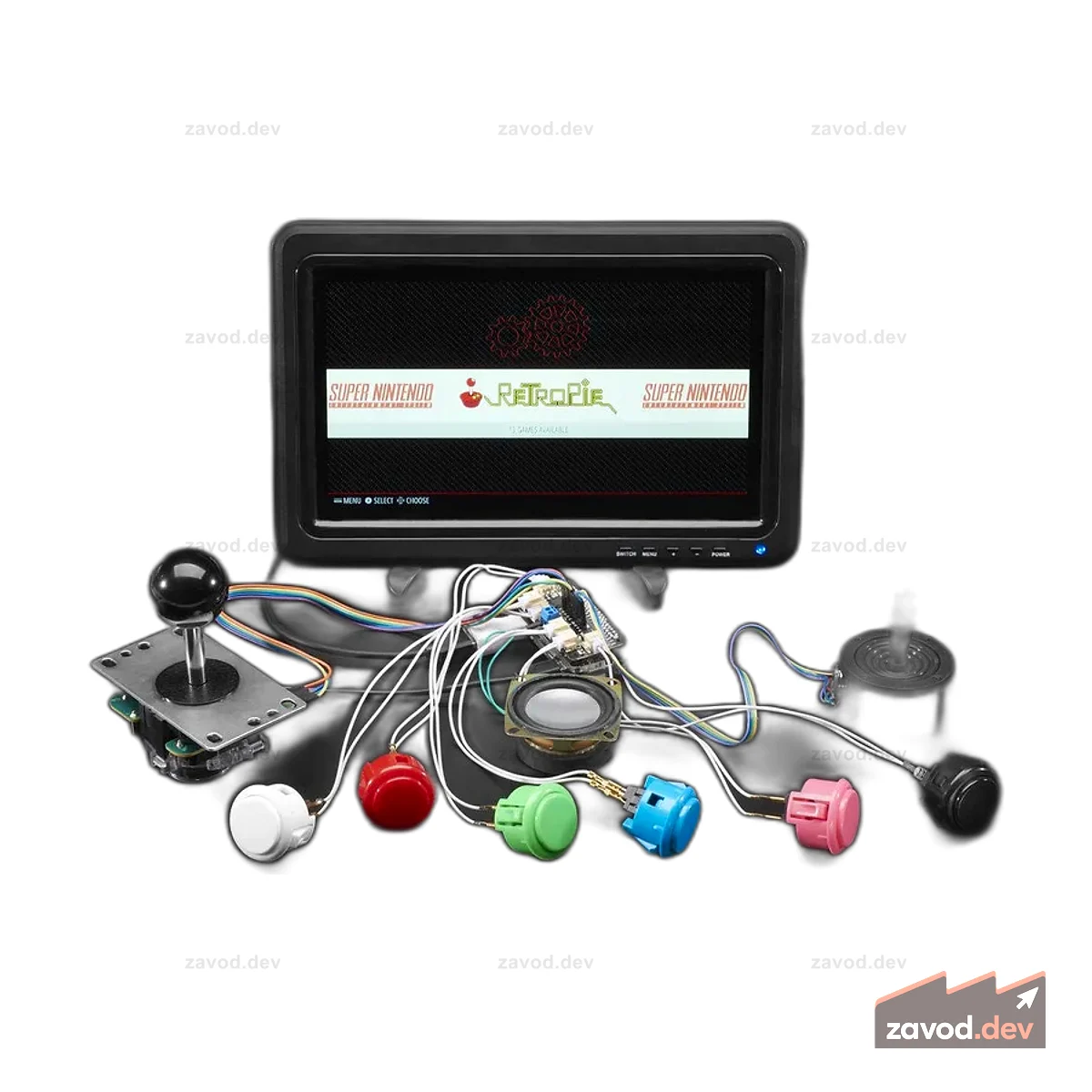 Крышка Adafruit Arcade для Raspberry Pi с разъемами JST — мини-комплект