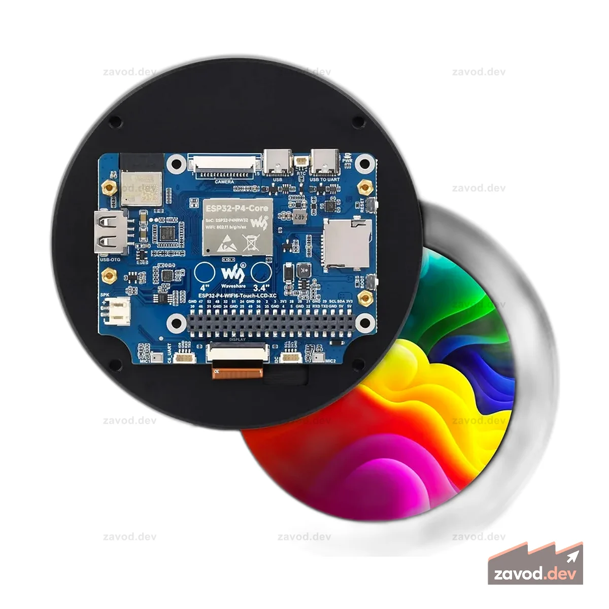 ESP32-P4 Плата разработки с круглым сенсорным дисплеем 3,4 дюйма (800x800)