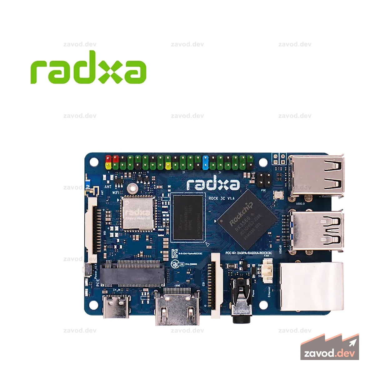 Radxa ROCK 3C Blue Edition с Wi-Fi 6/BT5.4 — высокопроизводительный, недорогой, RK3566 внутри!
