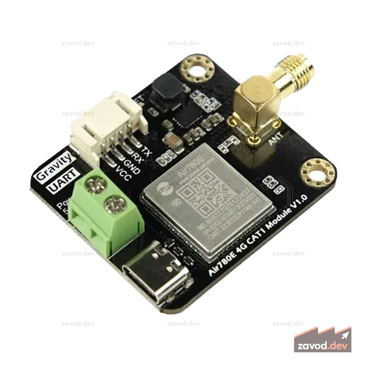 Gravity: Коммуникационный модуль Air780E 4G IoT CAT1 для Китая, Индии, ЮВА (совместим с Raspberry Pi / LattePanda)