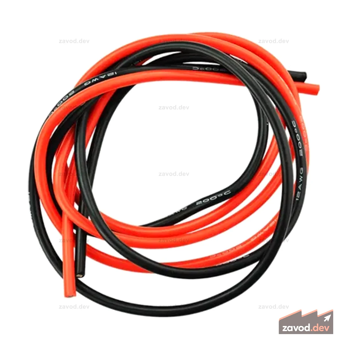 Высокотемпературный силиконовый провод (12AWG 4 мм2, красный и черный, 1 м)