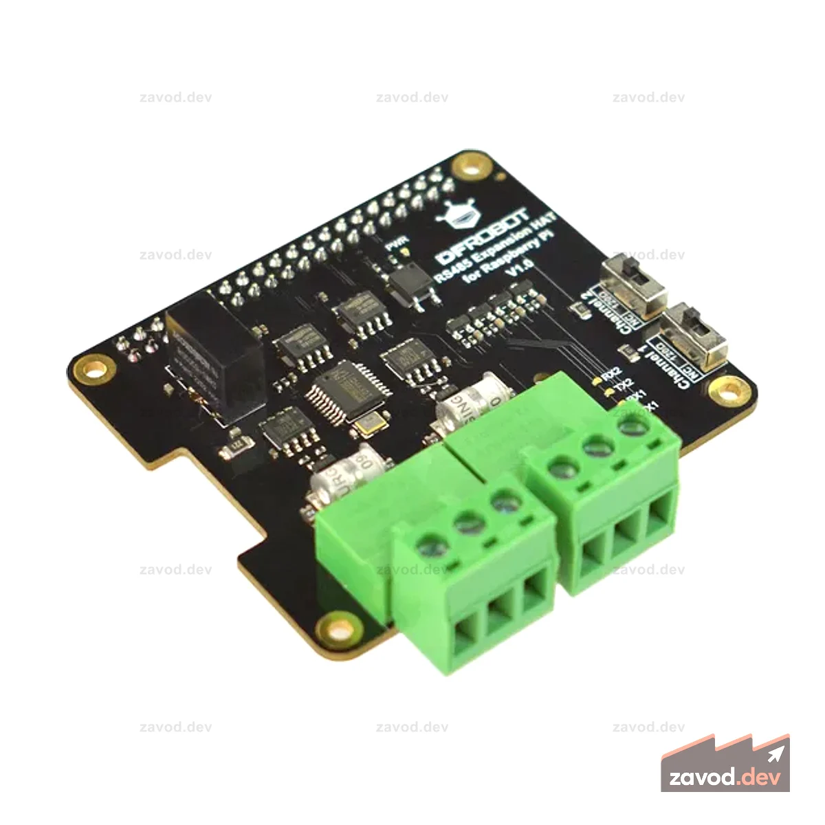 Двухканальная плата расширения RS485 для Raspberry Pi 5/4B
