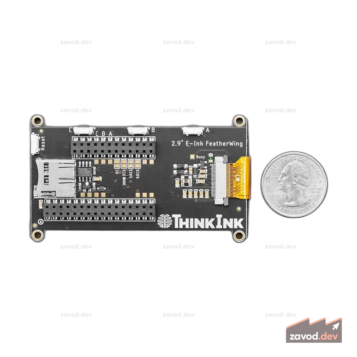 Дисплей Adafruit 2,9 дюйма, оттенки серого, электронные чернила/электронная бумага FeatherWing, 4 уровня оттенков серого