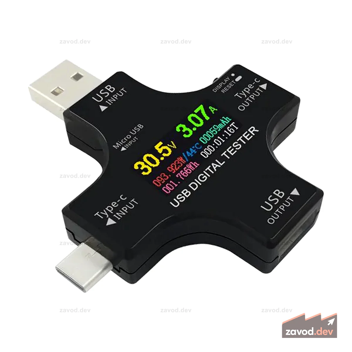 USB-измеритель мощности с USB типа C, типа B и портом Micro USB, RGB и Bluetooth