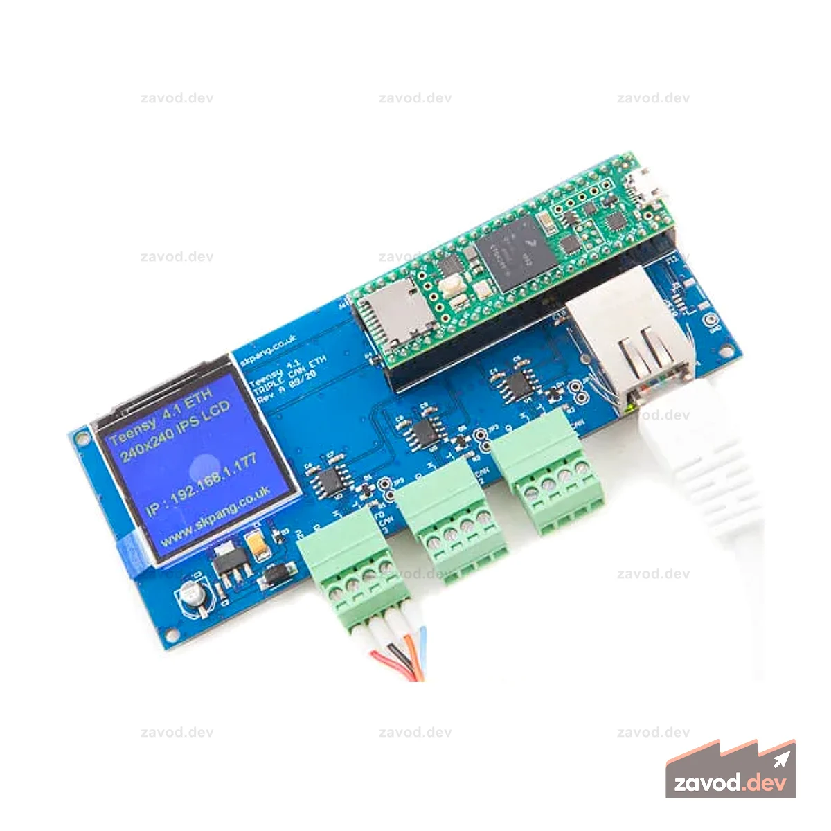 Плата Teensy 4.1 Triple CAN с ЖК-дисплеем 240x240 и Ethernet