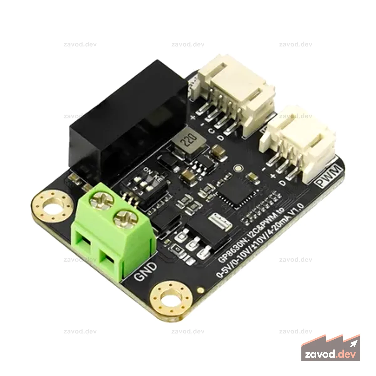 Gravity: GP8630N Модуль ЦАП I2C/PWM до ±10 В/4–20 мА (16 бит)
