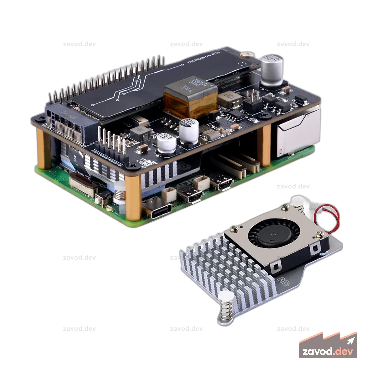 52Pi P33 M.2 NVMe 2280 PoE + HAT с официальным кулером для Raspberry Pi 5