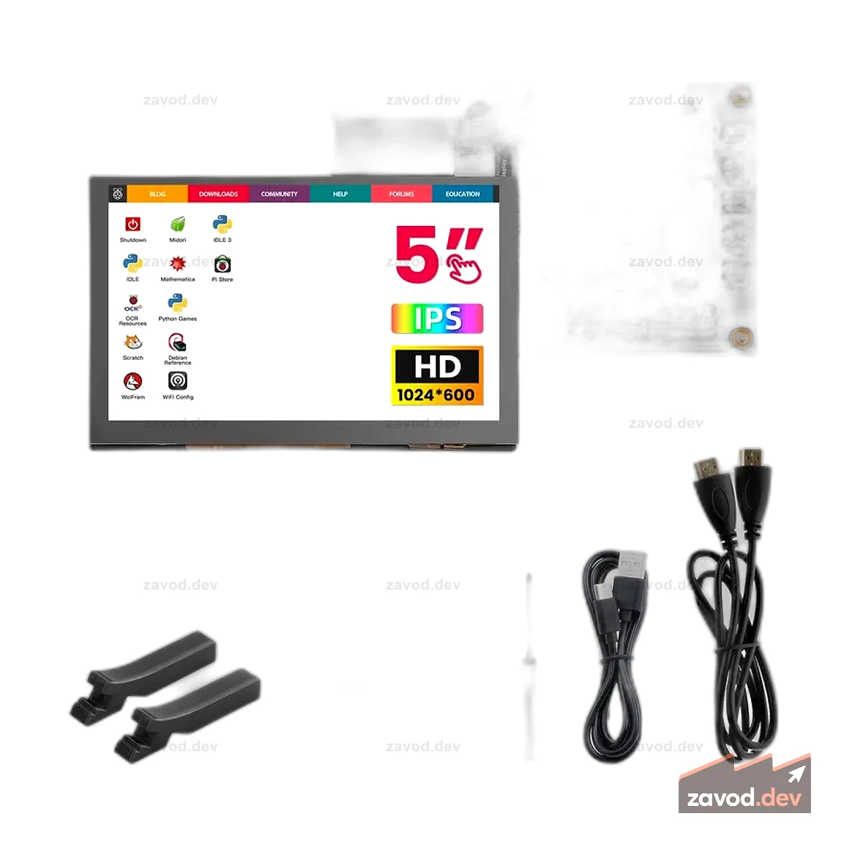 5-дюймовый сенсорный HD-дисплей-D 1024*600 IPS-экран, совместимый с Raspberry Pi/BB Black и т. д.