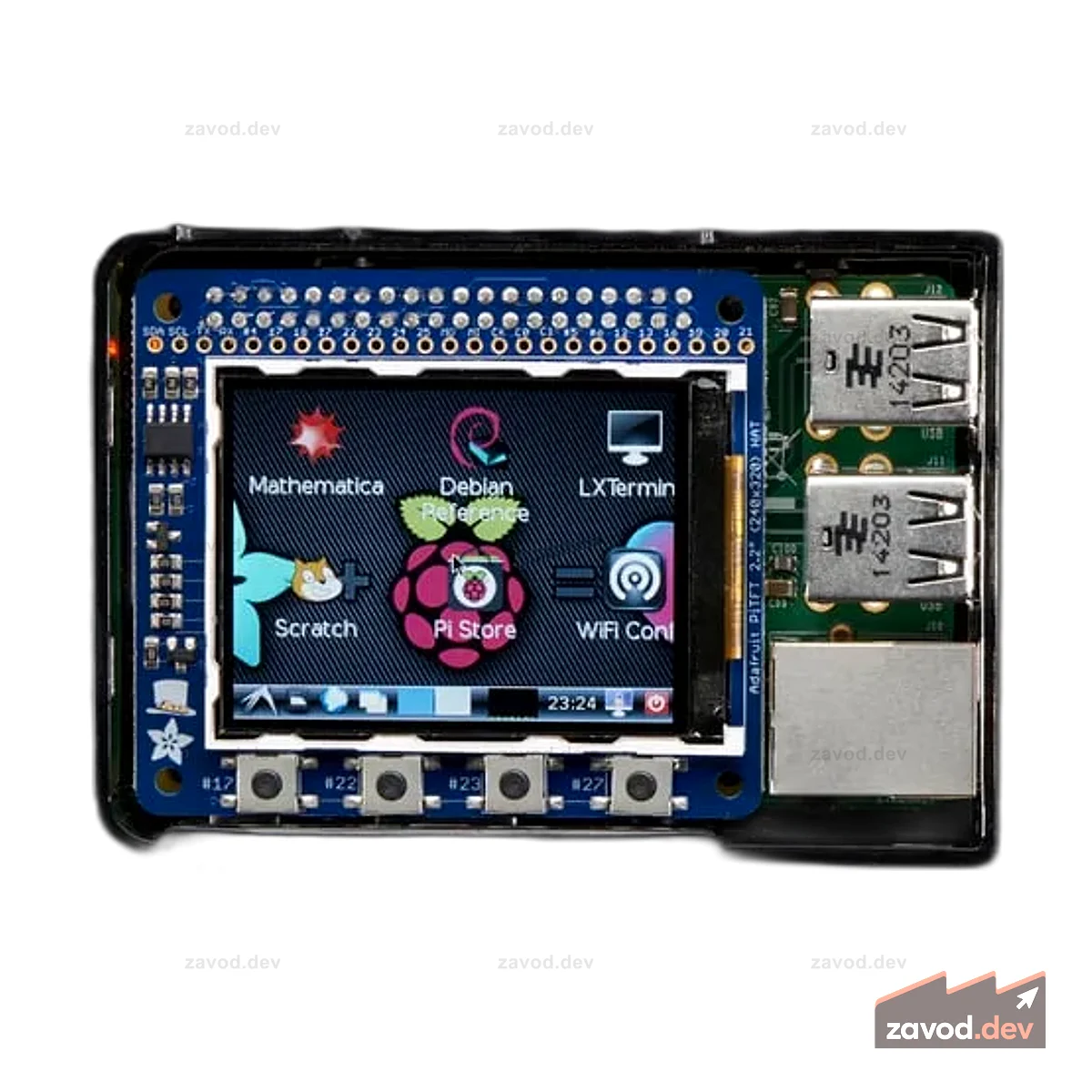 Мини-комплект Adafruit PiTFT 2,2 дюйма HAT — 320x240 2,2 дюйма TFT — без сенсорного экрана