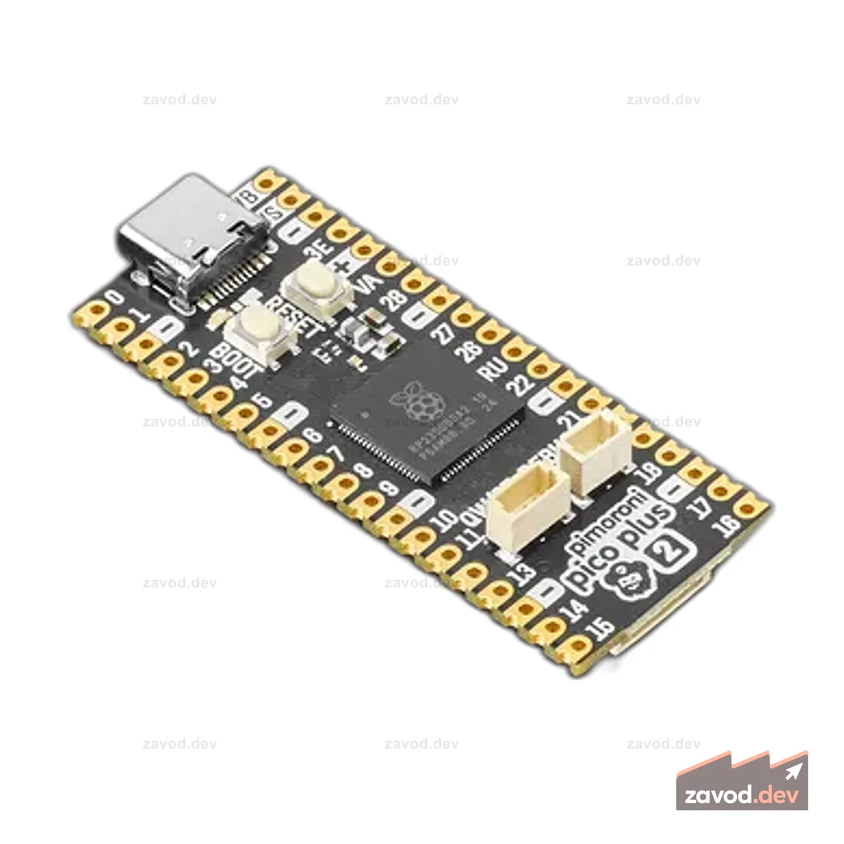 Pimoroni Pico Plus 2 — плата разработчика RP2350 с формой Pico и контактами