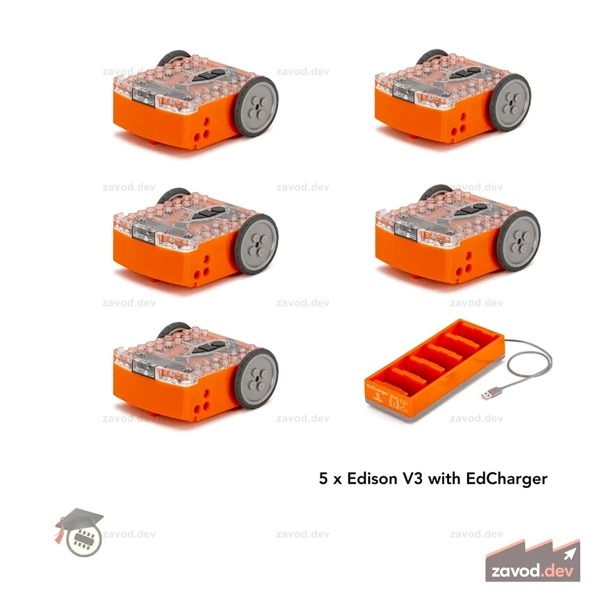 5 роботов Edison V3 с EdCharger