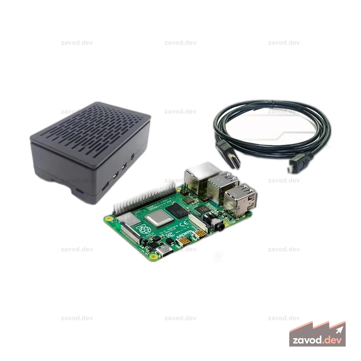 Raspberry Pi 4 Model B 8 ГБ ОЗУ Стартовый комплект OKdo Kit__ DualFan Официальный блок питания — 32 ГБ