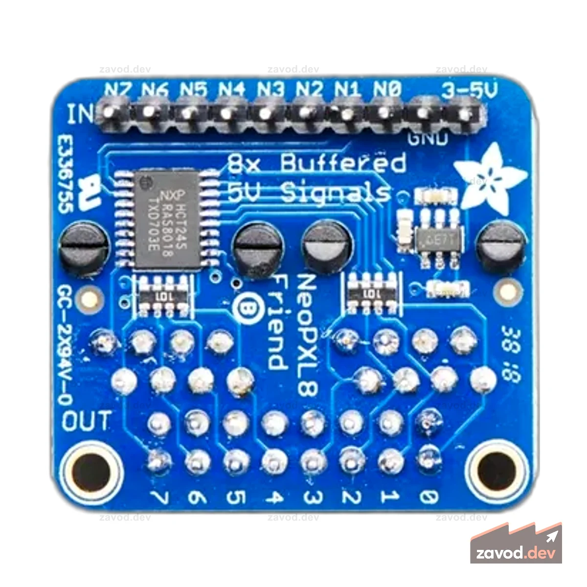 Adafruit NeoPXL8 Friend - 8 нитей NeoPixel Level Shifter