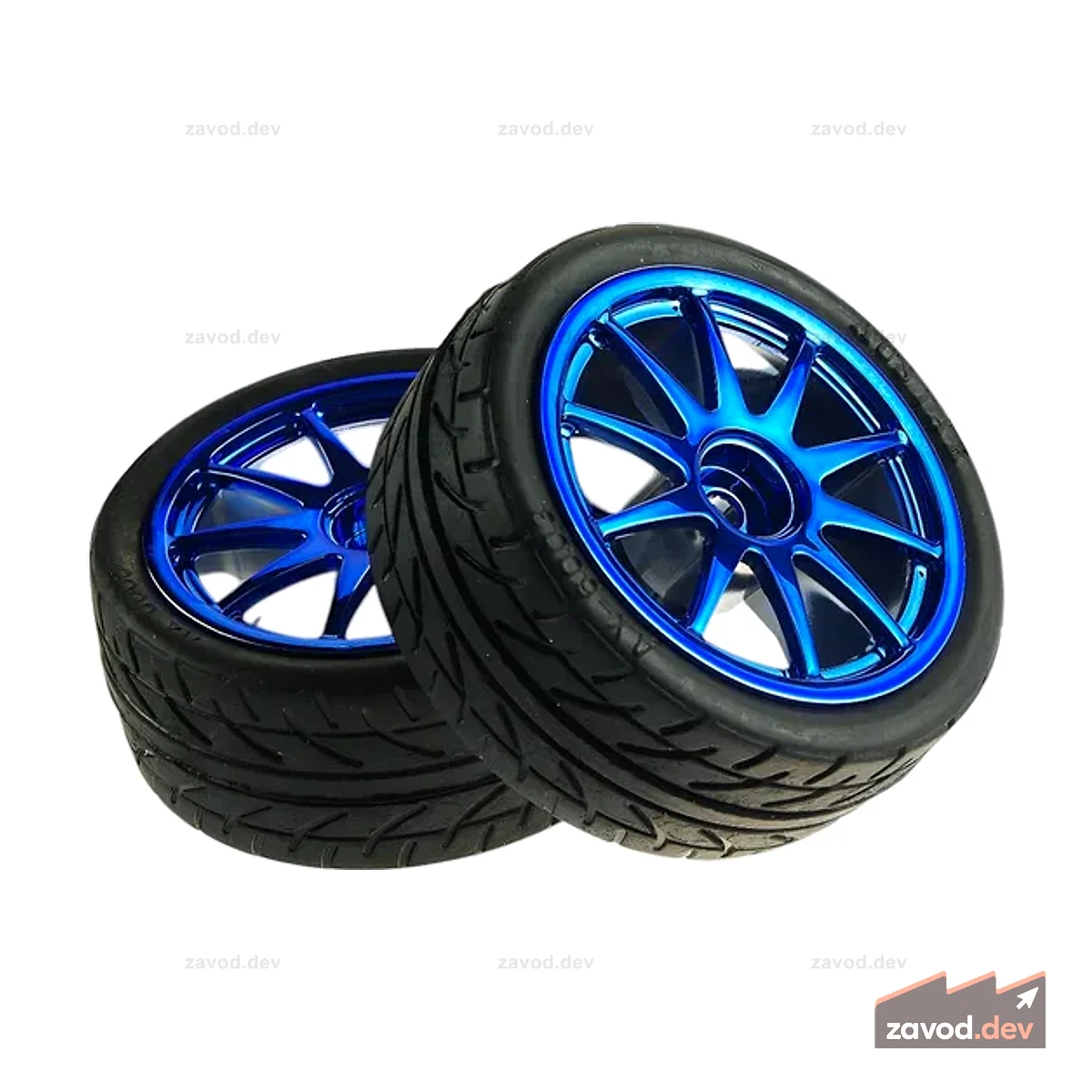 D65mm Rubber Wheel Pair - Blue (Without Shaft)