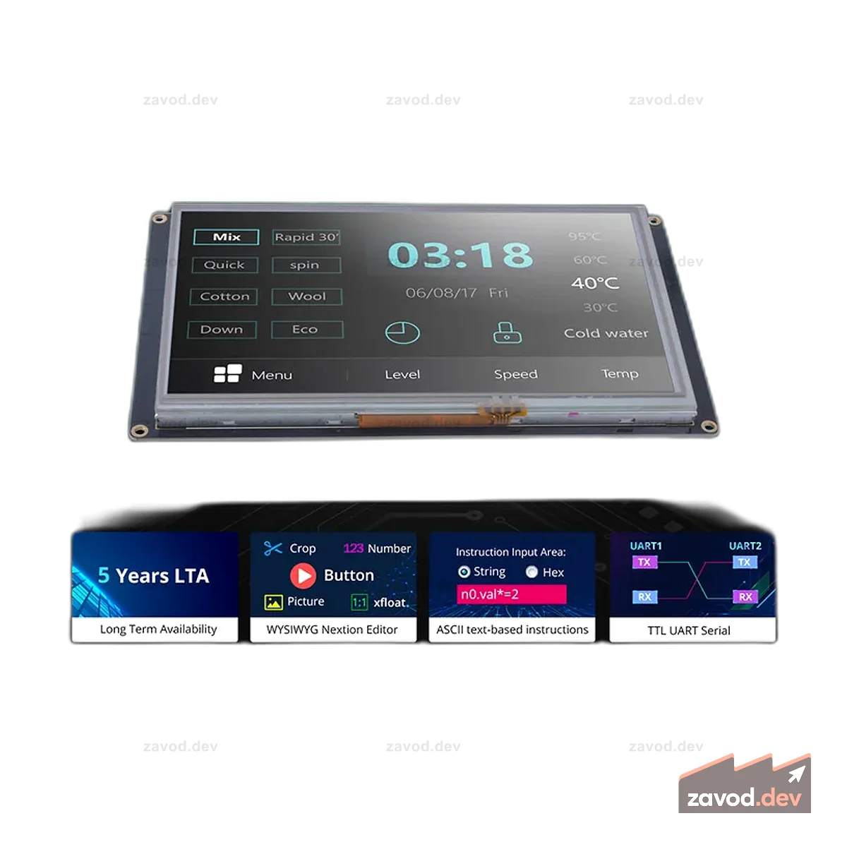 Itead Studio Nextion Enhanced NX8048K070 — универсальный сенсорный дисплей HMI с диагональю 7,0 дюйма