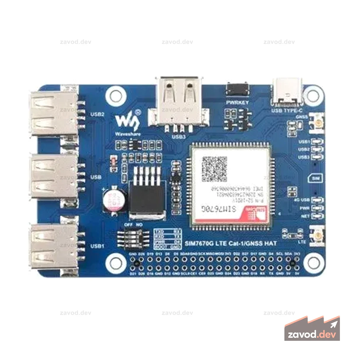 WVS GNSS RASPBE PI HAT SIM7670G