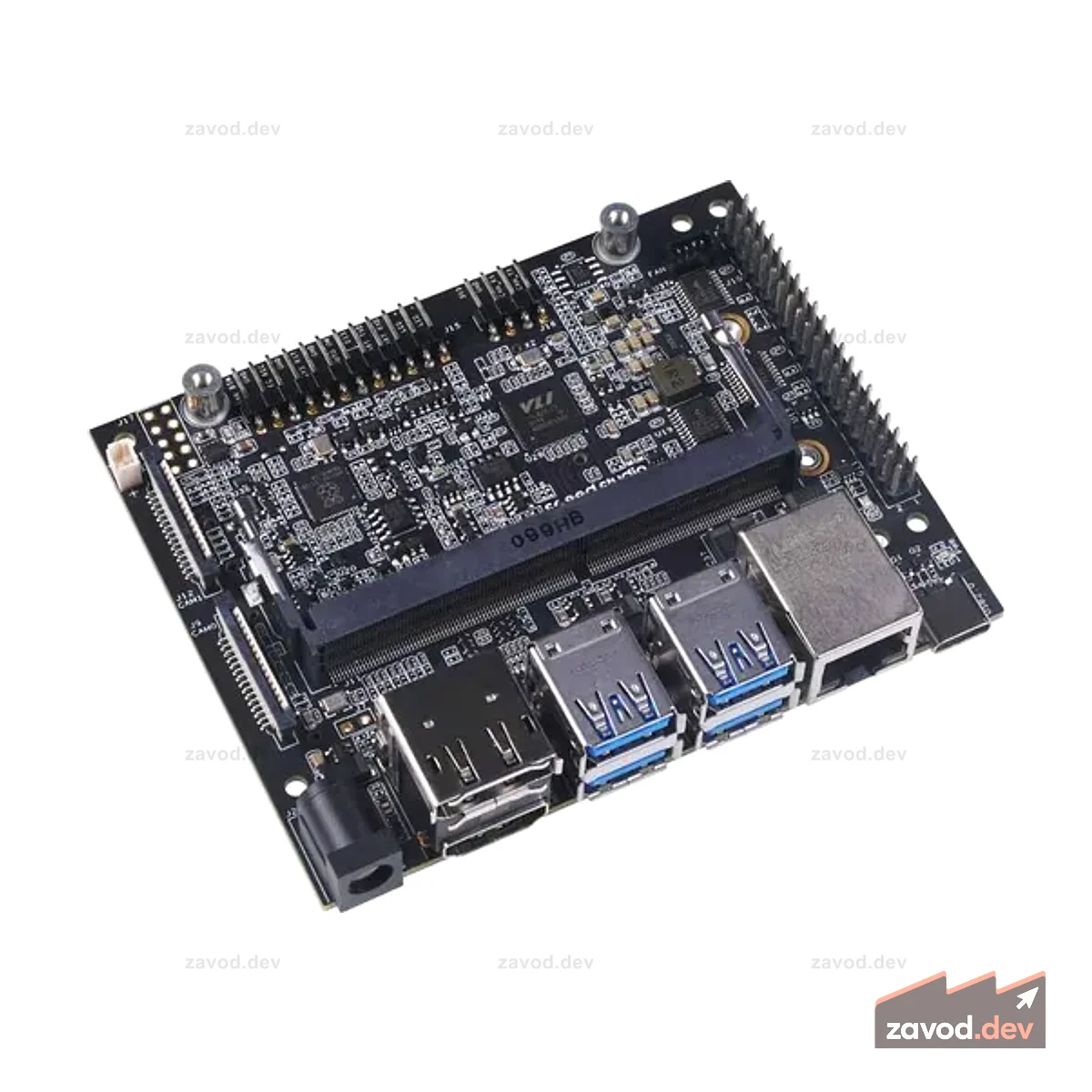 reComputer J202 — несущая плата для Jetson Nano/Xavier NX/TX2 NX, с 4 разъемами USB, ключами M.2 M, E того же размера, что и несущая плата NVIDIA® Jetson Xavier™ NX Dev Kit (адаптер питания входит в комплект)