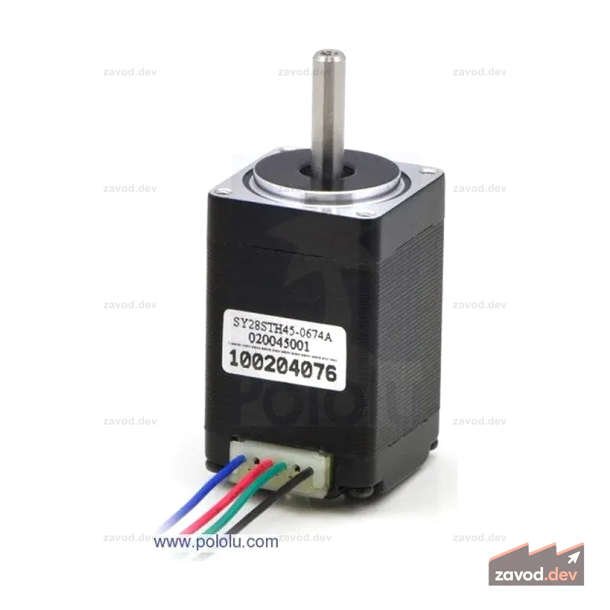 Шаговый двигатель: биполярный, 200 шагов/об, 28x45 мм, 4,5 В, 670 мА