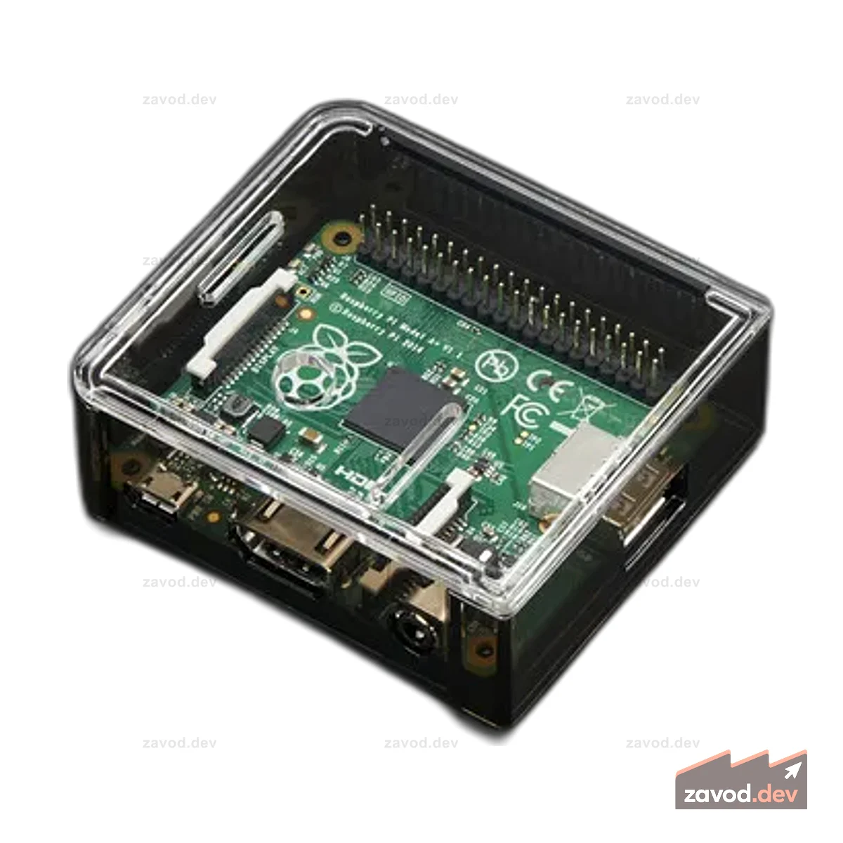Чехол Adafruit Raspberry Pi A+ — дымчатая основа с прозрачным верхом