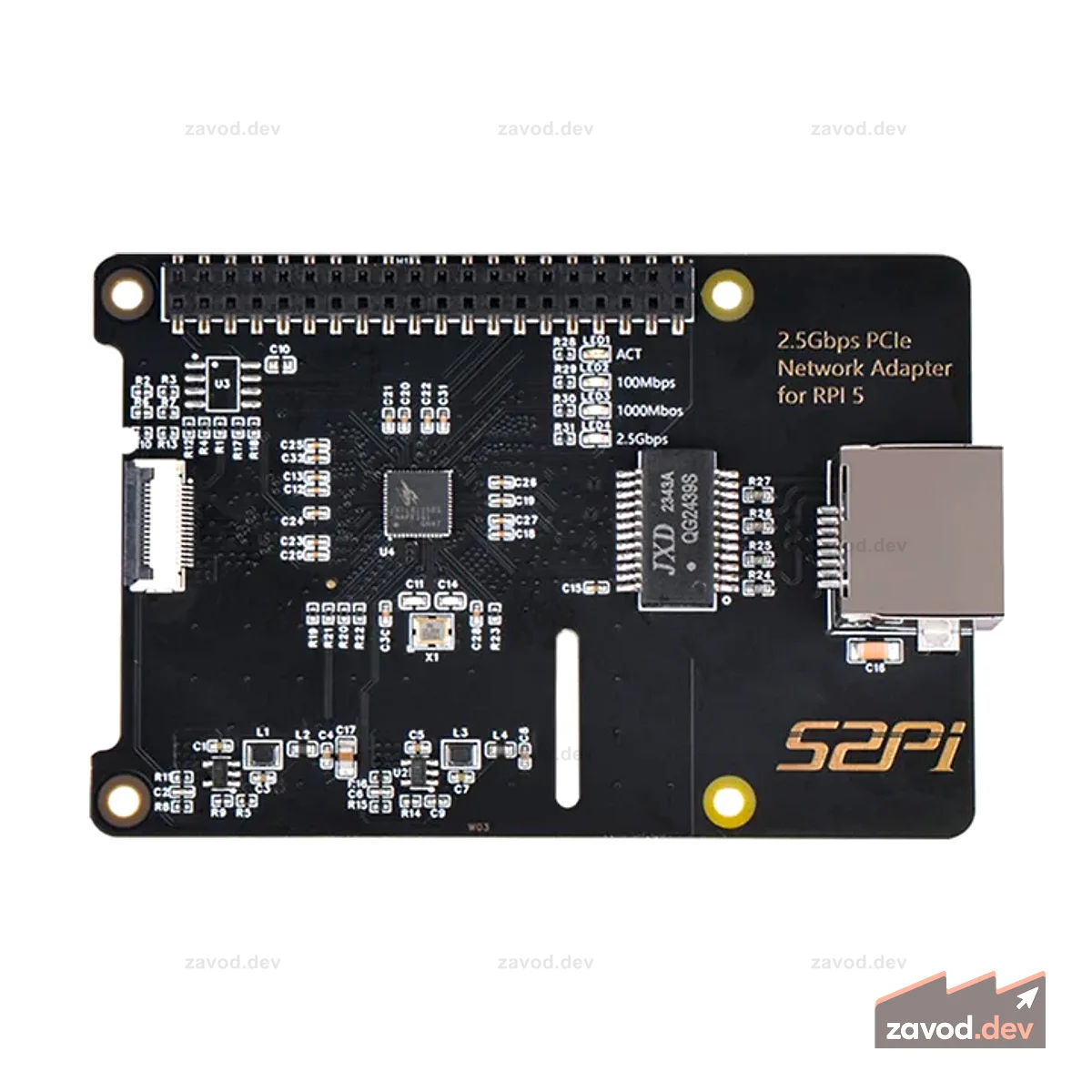 52Pi W03 Сетевой адаптер PCIe 2,5 Гбит/с для Raspberry Pi 5