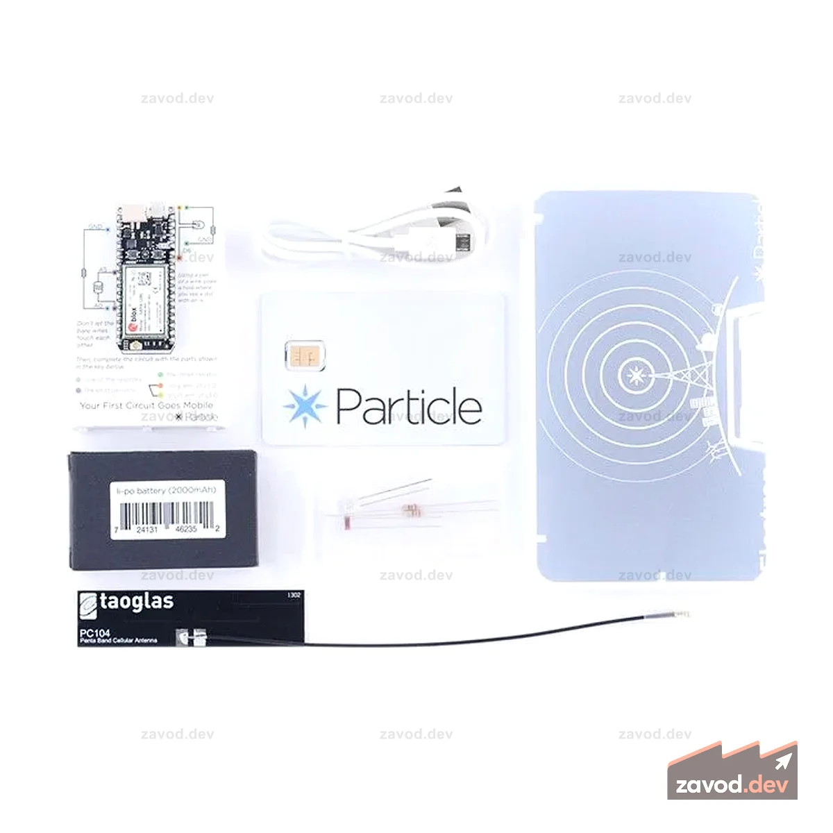 Комплект Particle Electron 3G (Европа/Африка/Азия): для создания продуктов с поддержкой сотовой связи 3G, SIM-карта Particle с обслуживанием в более чем 100 странах.
