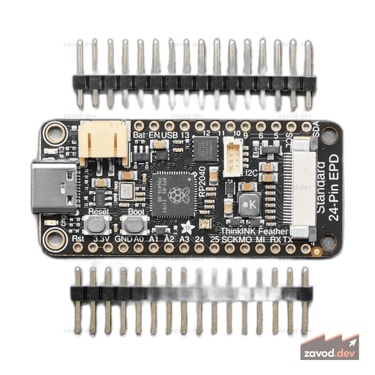 Adafruit RP2040 Feather ThinkInk для 24-контактных дисплеев электронной бумаги STEMMA QT