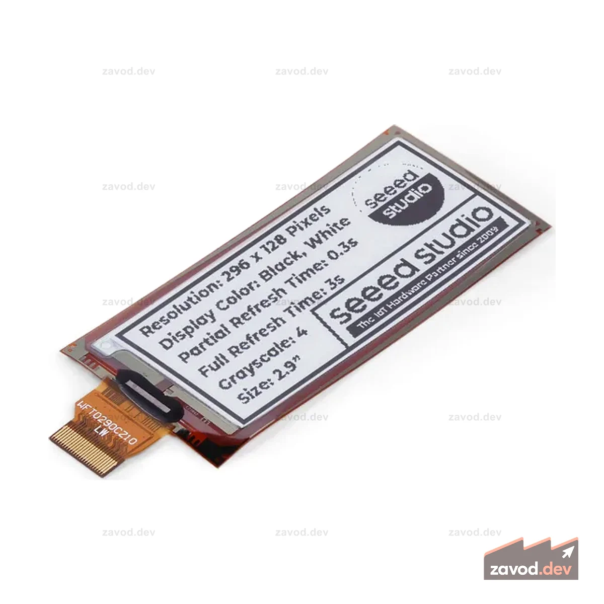2,9-дюймовый гибкий монохромный дисплей eInk/ePaper с разрешением 296x128 пикселей, интерфейс SPI, поддержка XIAO/Arduino/STM32