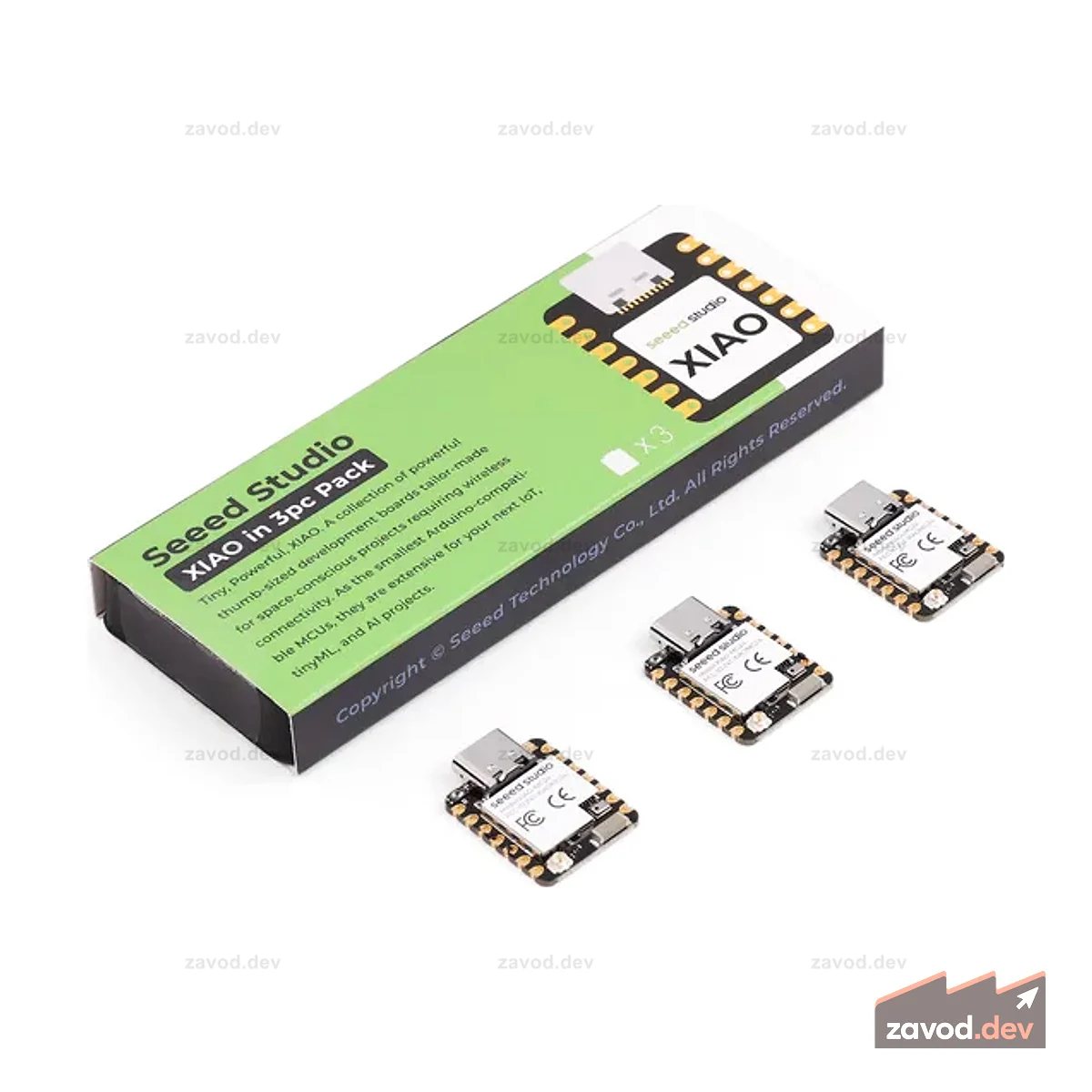 Seeed Studio XIAO MG24 Sense, комплект из 3 предметов — Silicon Labs EFR32MG24, Matter® Native over Thread/BLE 5.3, совместимость с Arduino, сверхнизкое энергопотребление 1,95 мкА, встроенный IMU/микрофон/антенна, 19 портов GPIO
