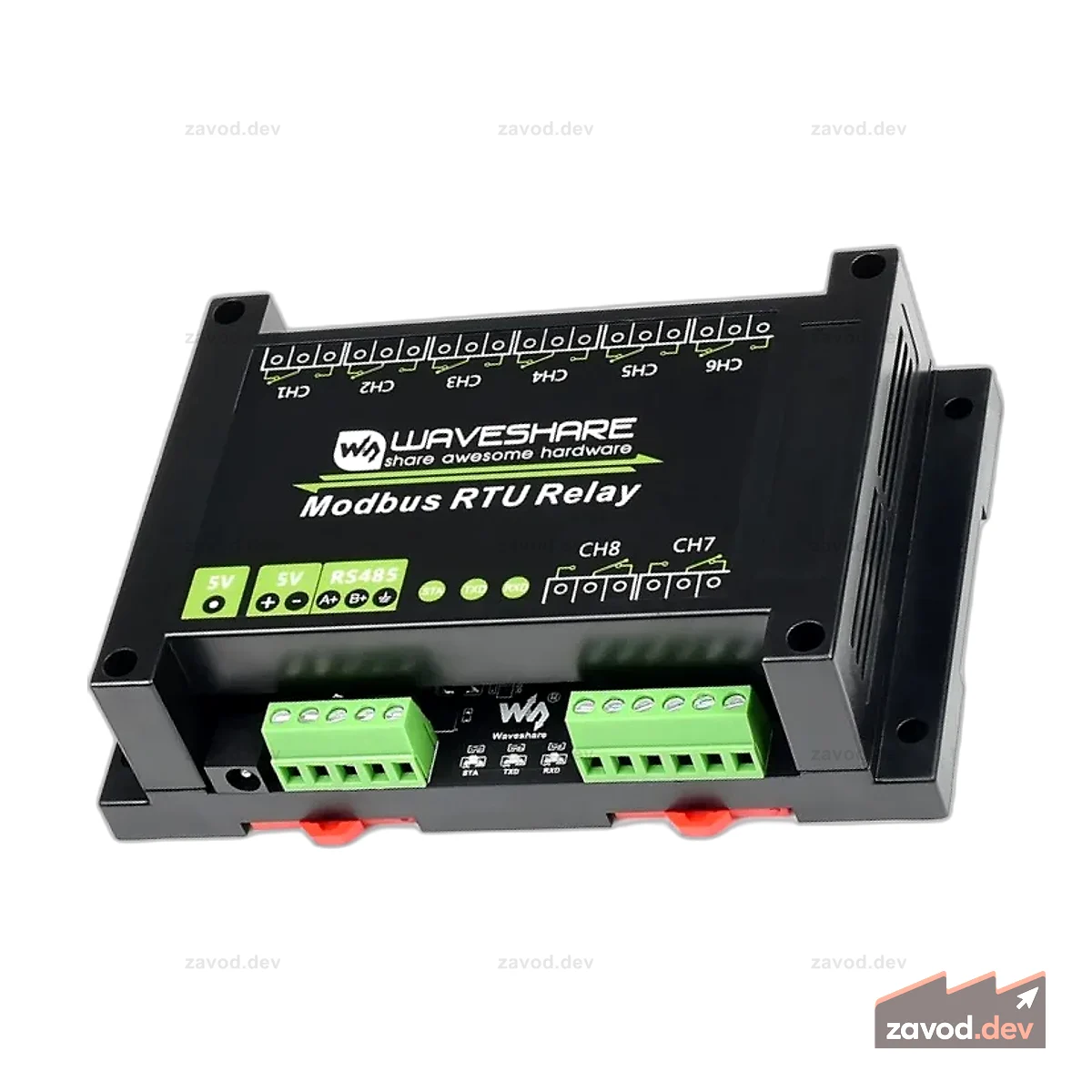 Waveshare Modbus RTU 8-канальный релейный модуль RS485