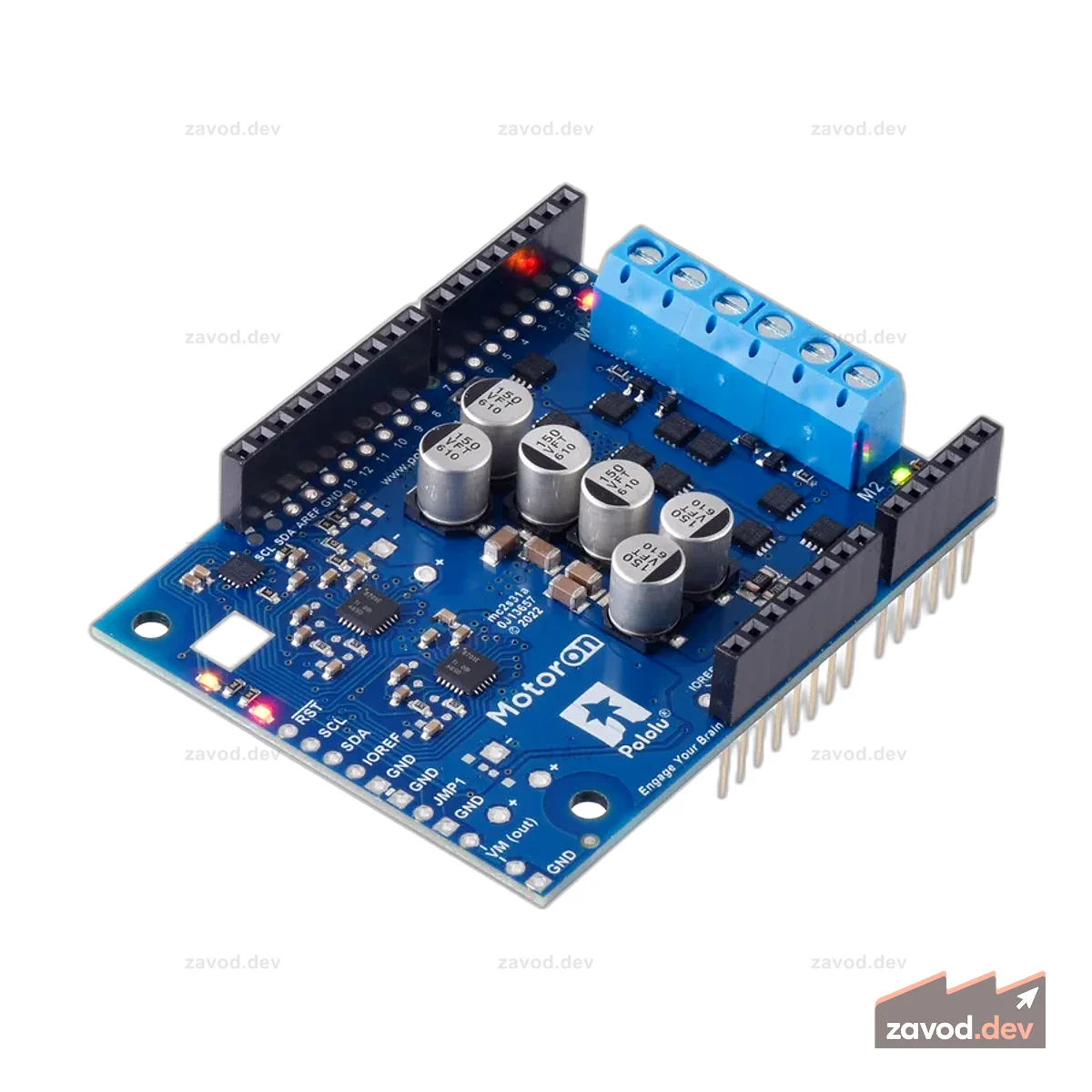 Motoron M2S18v18 Двойной экран контроллера двигателя высокой мощности для Arduino (припаянные разъемы)