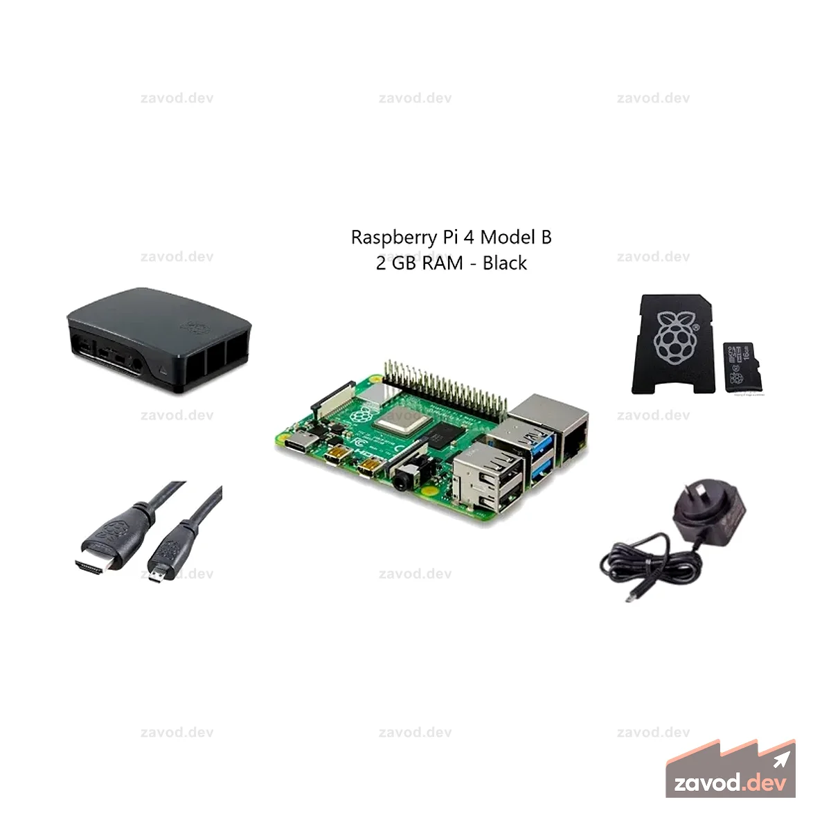 Стартовый комплект Pakronics® Raspberry Pi® 4 Model B, 2 ГБ — черный