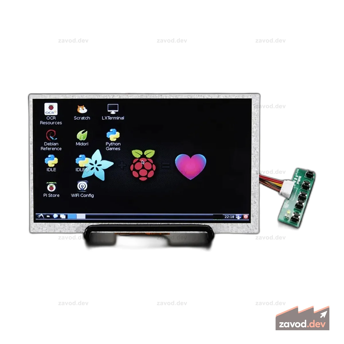 Дисплей HDMI 4 Pi:7 (без сенсорного экрана) с мини-драйвером — HDMI 800x480