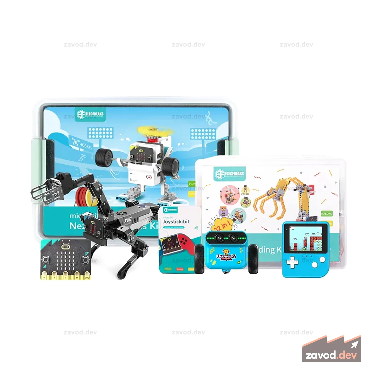 ELECFREAKS micro:bit Pro Challenge Kit — ретро-аркада, TPBOT EDU, Wukong 32-в-1, Nezha Pro, Xgo V2 и джойстик