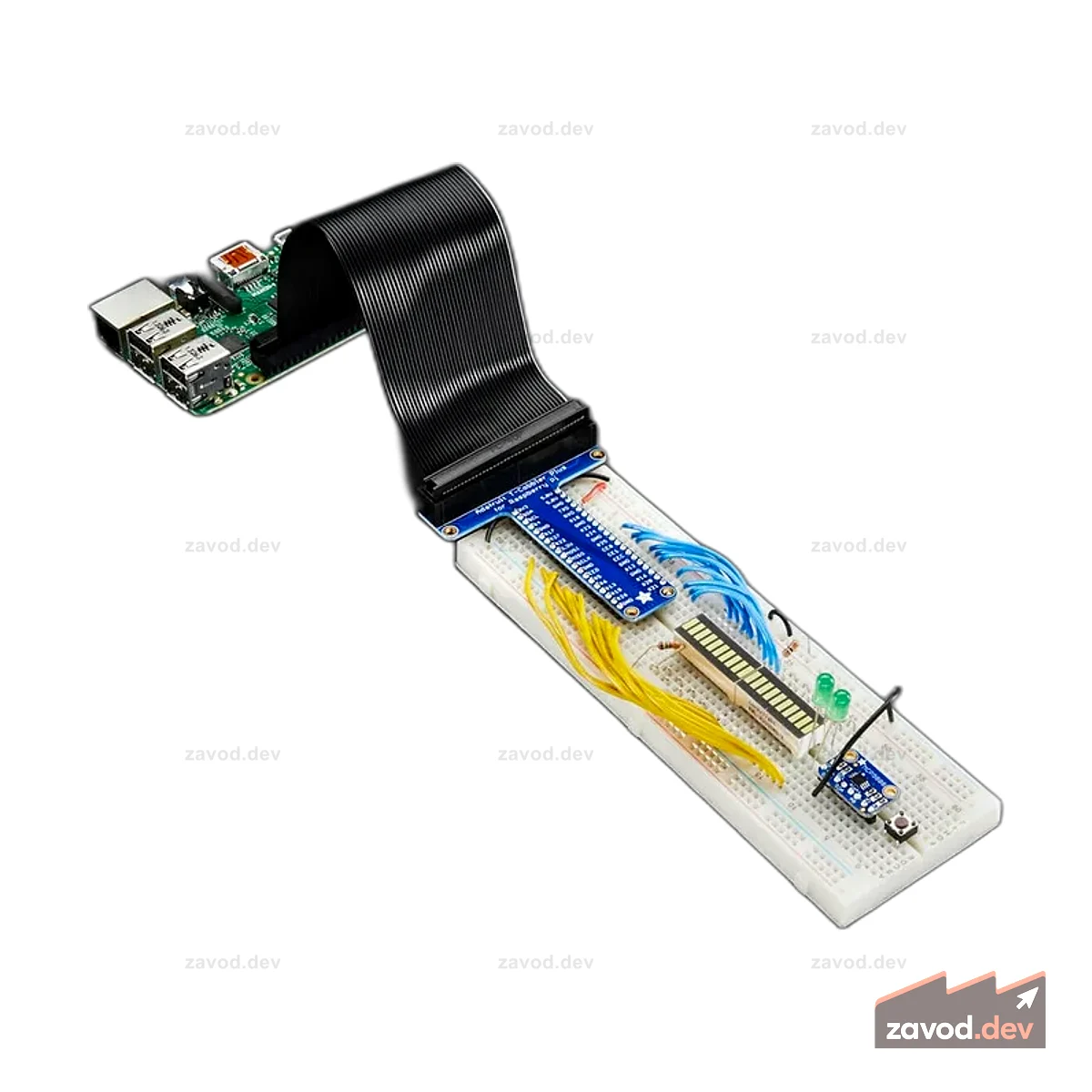 Собранный Pi T-Cobbler Plus — разводка GPIO Pi A+, B+, Pi 2/3/4, Zero