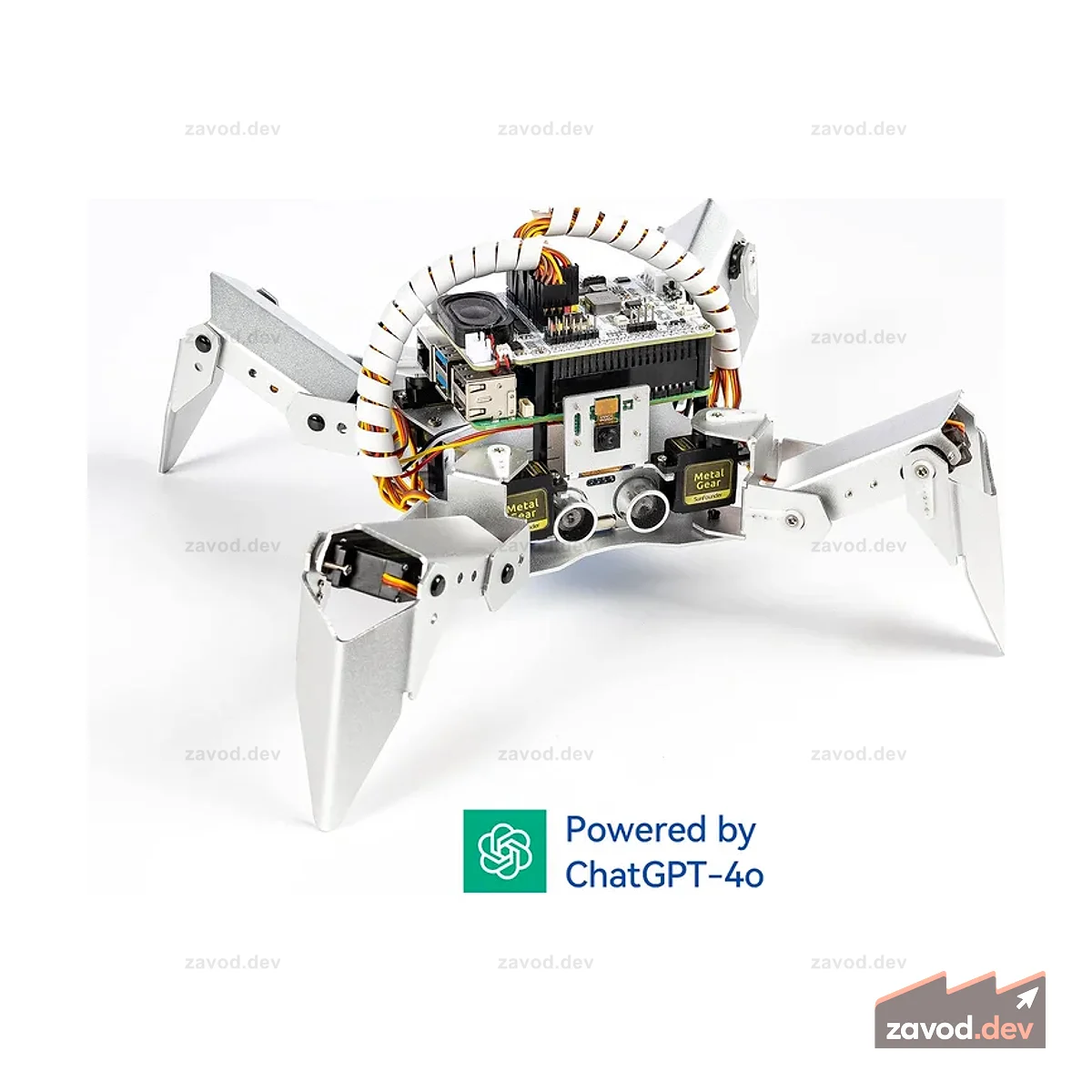 Комплект робота SunFounder PiCrawler AI для Raspberry Pi 5/4/3B+/3B/Zero 2 Вт, ChatGPT-4o с голосовыми командами и распознаванием видео, управлением приложениями, FPV, камерой, Python и Scratch (RPi в комплект не входит)