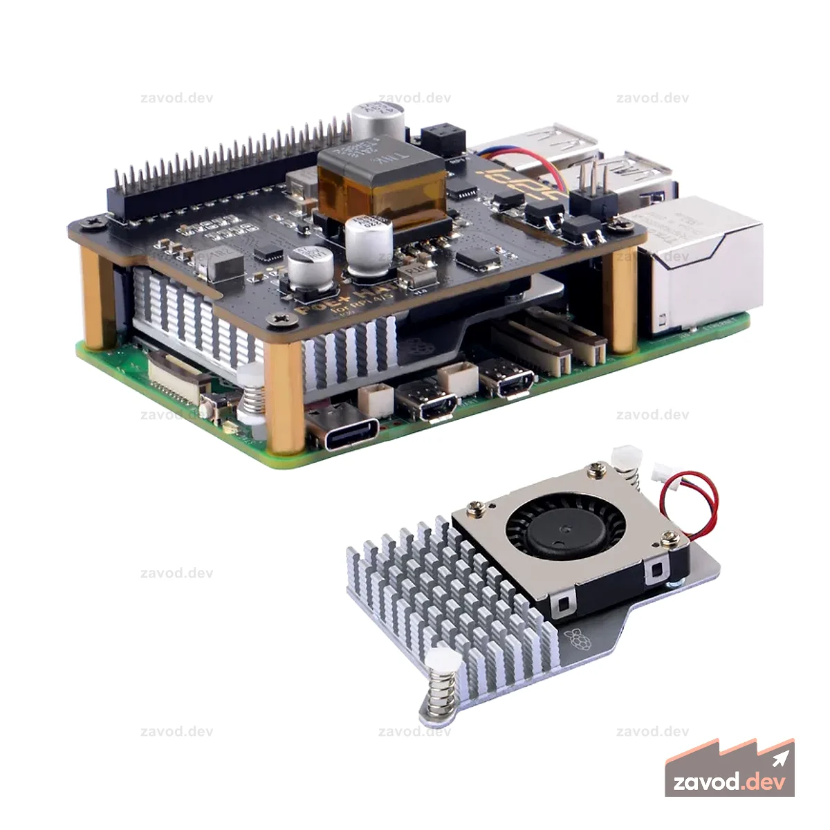52Pi P30 PoE+ HAT для Raspberry Pi 5, с официальным активным кулером Pi 5