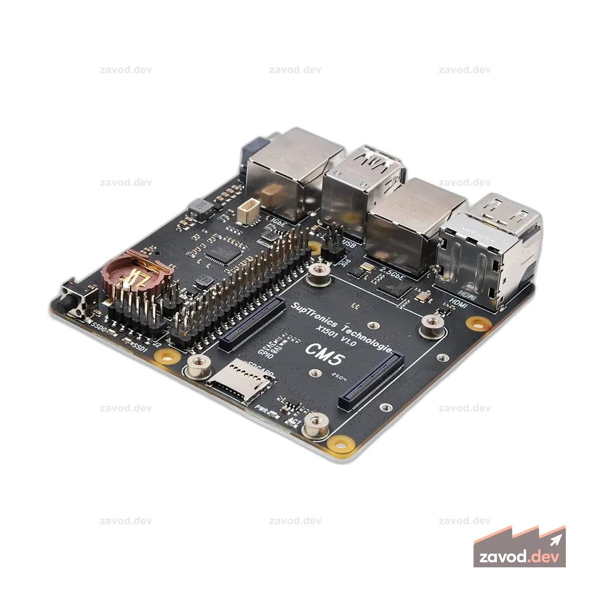 SupTronics X1501 Плата ввода-вывода с двумя Ethernet и двумя NVMe для CM5