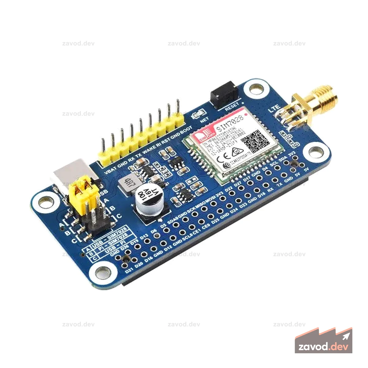SIM7028 NB-IoT HAT для Raspberry Pi, поддерживает глобальную связь NB-IoT, небольшой размер и низкое энергопотребление