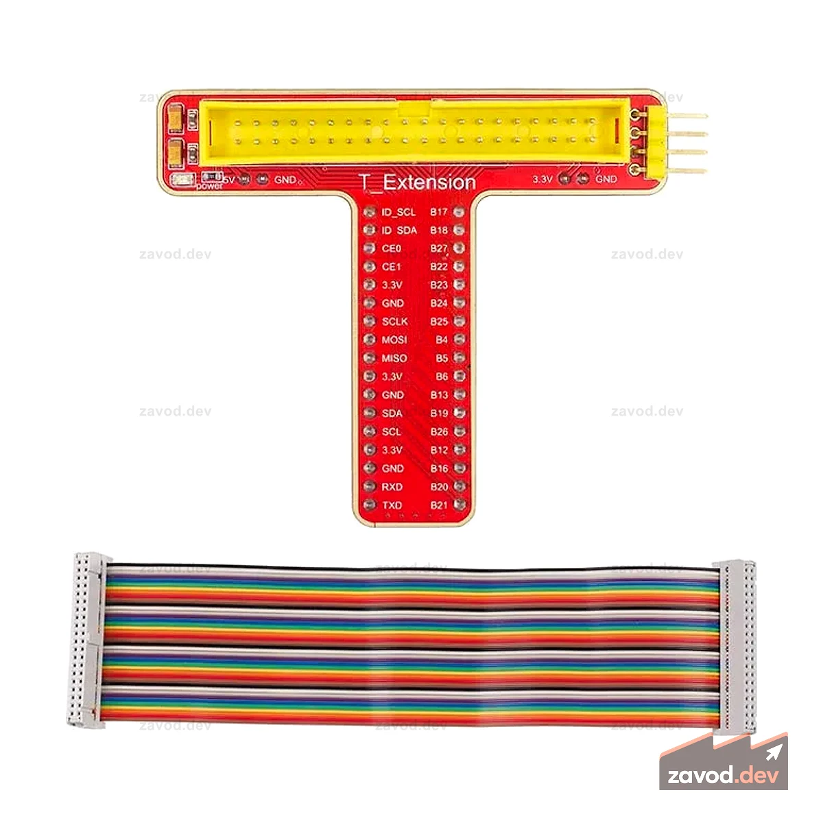 Плата расширения GPIO Т-образной формы с 40-контактным ленточным кабелем для Raspberry Pi 5/4/3B+/3B