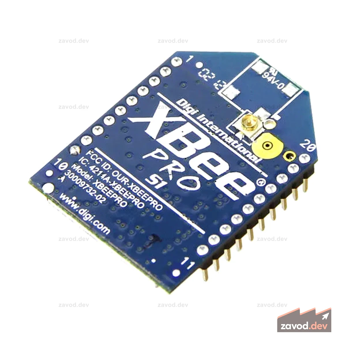 Радиочастотный модуль Xbee Pro IEEE 802.15.4 2,4 ГГц, 63 мВт, 250 Кбит/с с антенным разъемом U.FL — XBP24-AUI-001J