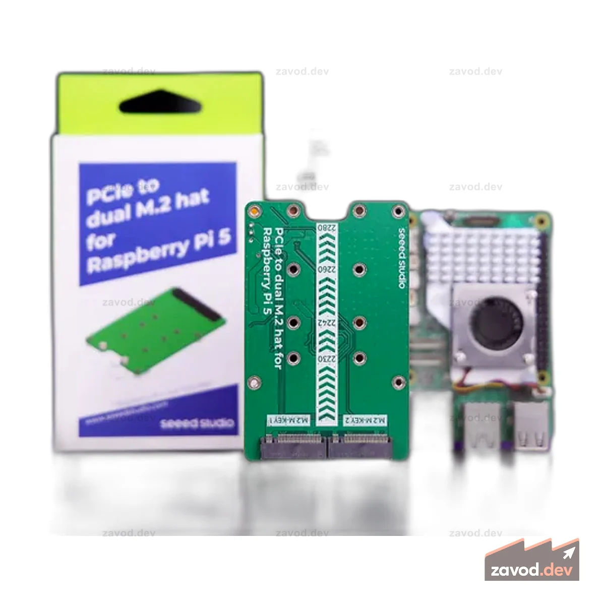 PCIe2.0 — двойной разъем M.2 для Raspberry Pi 5, поддержка SSD NVMe, поддержка Hailo8/8L