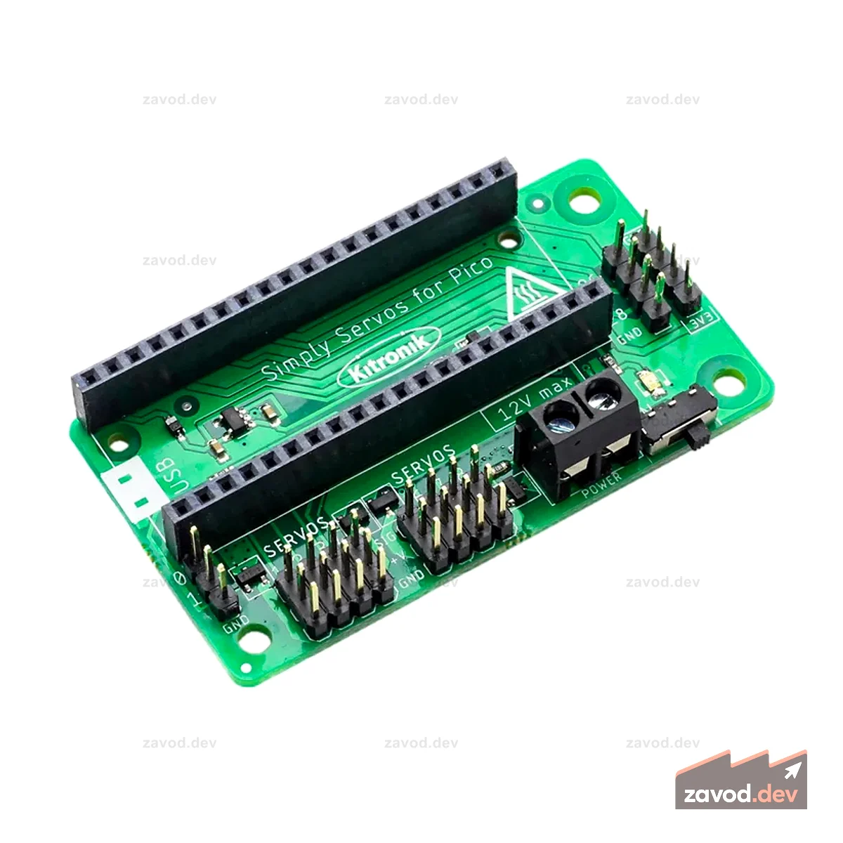 Плата сервоприводов Kitronik Simply для Raspberry Pi Pico