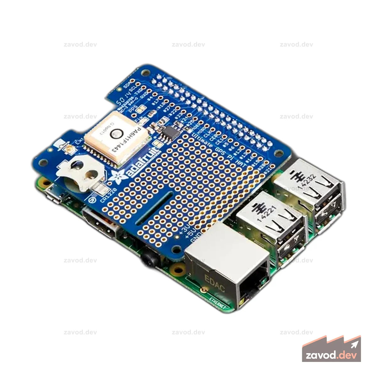 Adafruit Ultimate GPS HAT для Raspberry Pi A+/B+/Pi 2/3/4/Pi 5 Mini Kit
