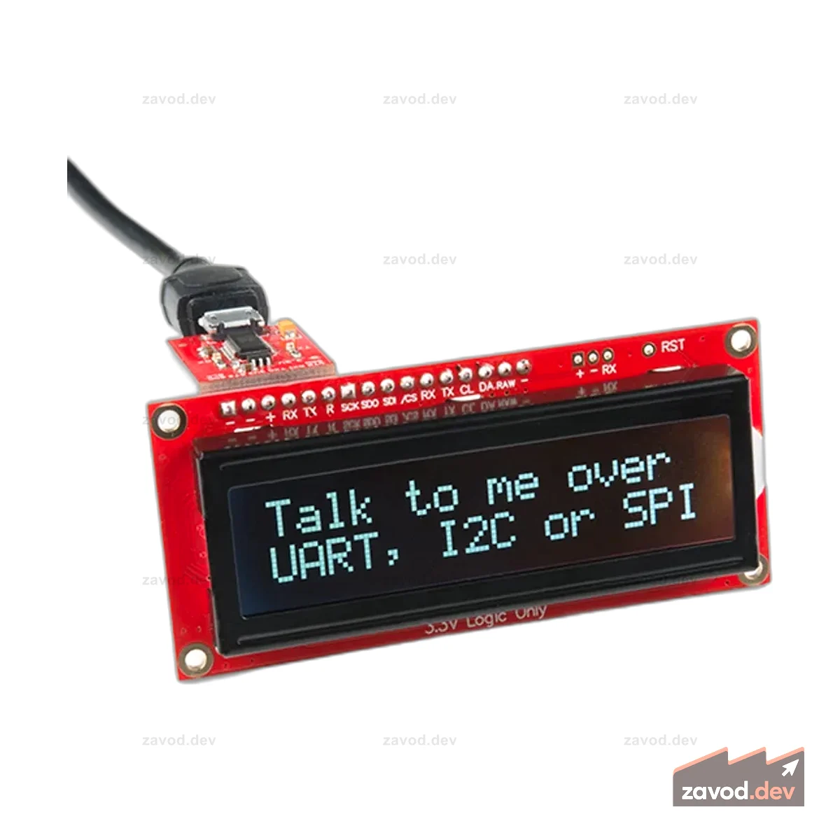 SparkFun 16x2 SerLCD - RGB на черном 3,3 В