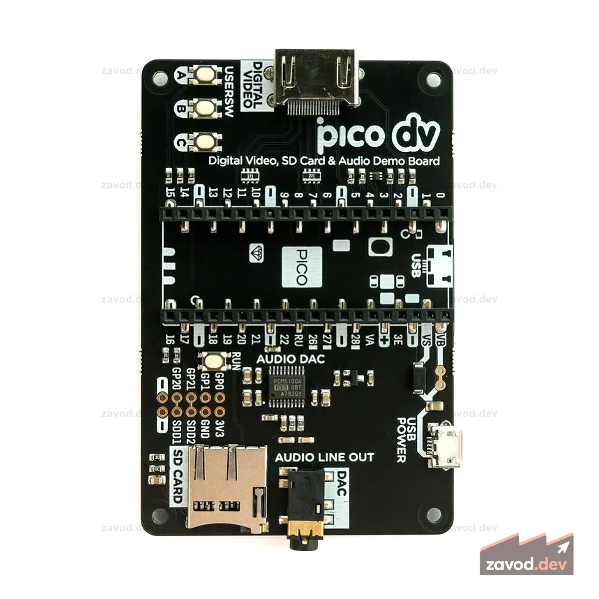 Демонстрационная база Pimoroni Pico DV