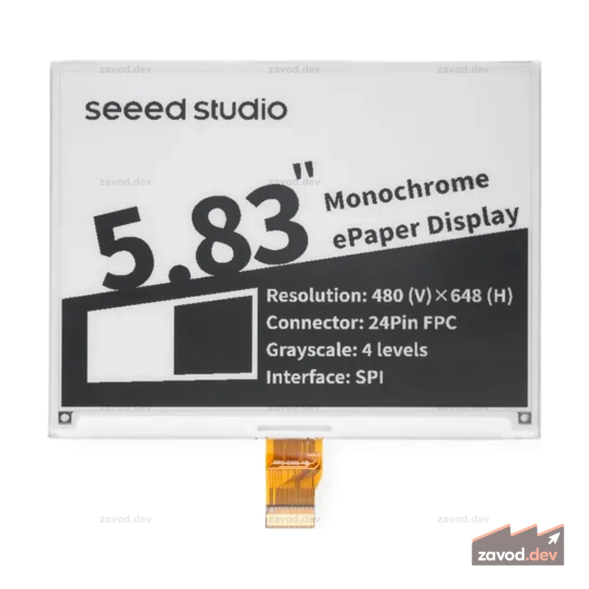 5,83-дюймовый монохромный дисплей eInk/ePaper с разрешением 648x480 пикселей, интерфейс SPI, поддержка XIAO/Arduino