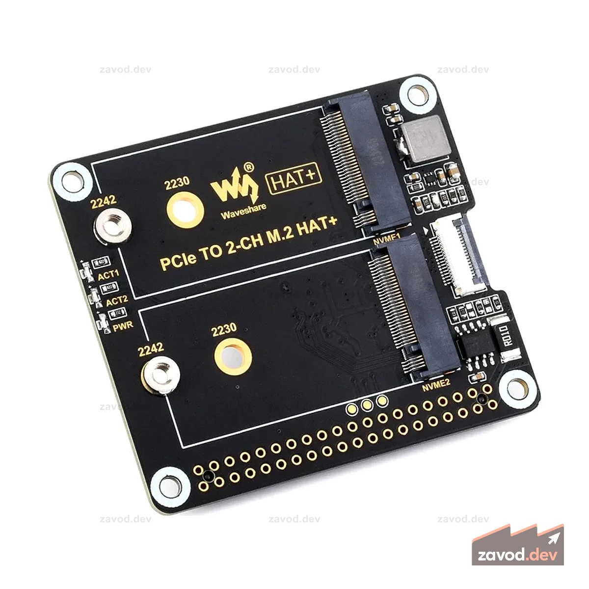 Двухканальный M.2 HAT+ Waveshare для Raspberry Pi 5