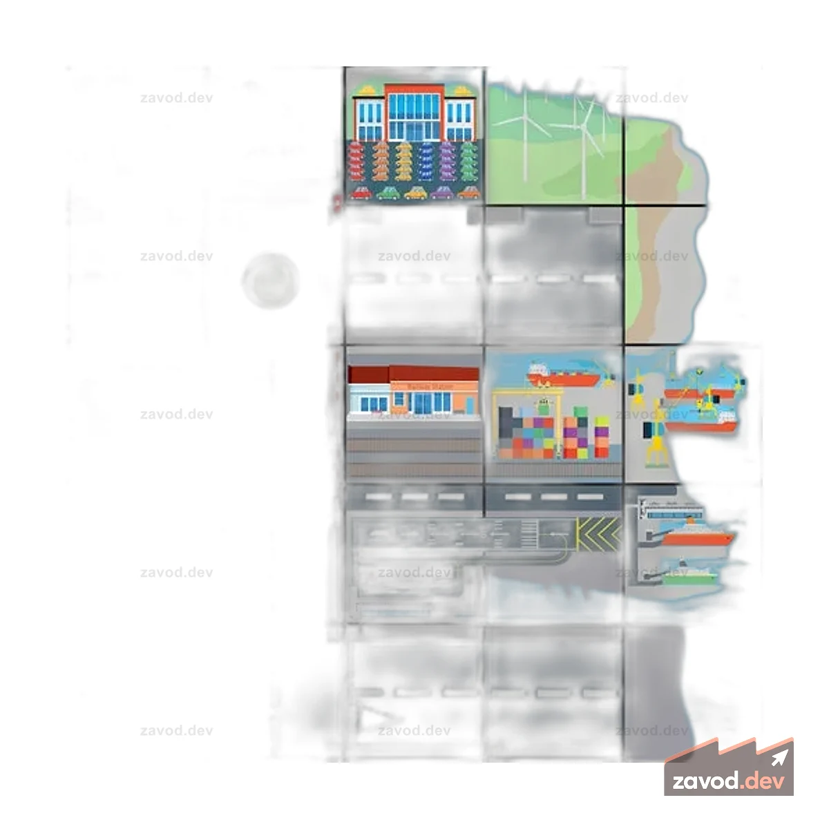 Транспортно-промышленный коврик для Bee-Bot и Blue-Bot