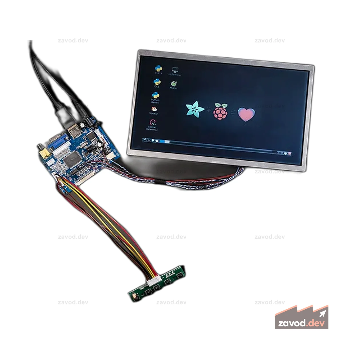 Дисплей Pixel Qi 10 дюймов с контроллером — 1024x600 HDMI/VGA/NTSC/PAL