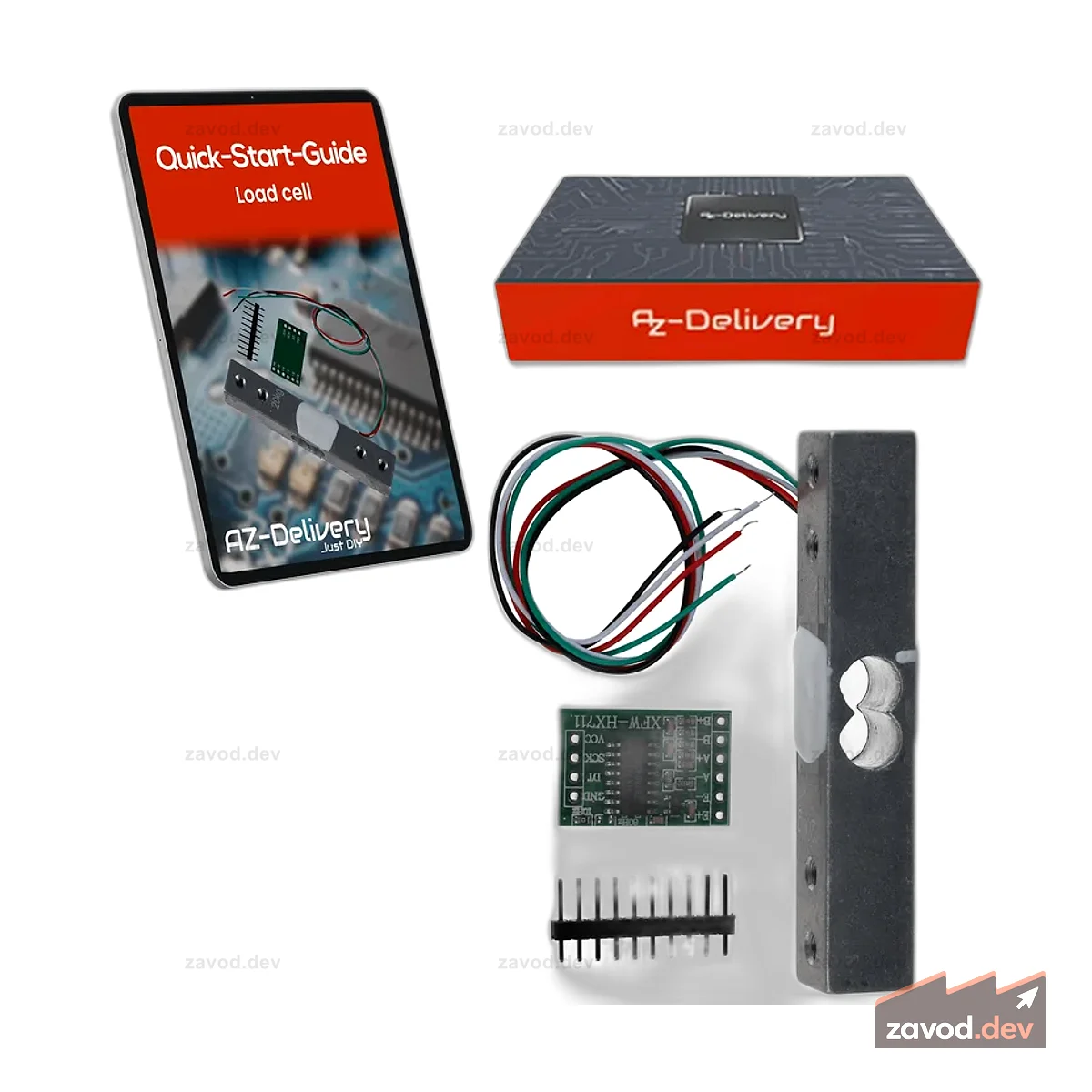 Wägezelle 20 кг с модулем HX711 – Präzisionssensor zur Gewichtsmessung kompatibel mit Arduino & Raspberry Pi – Набор чернил. Verstärker-ADC zur Kraftmessung